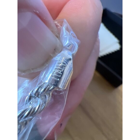 925 Sterling Silver Clasp Italy Rope Necklace Men's 16" Twisted Chain 2.5MM NEW - Picture 6 of 10